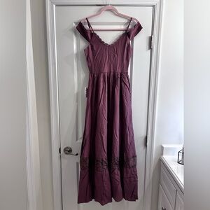 Joyfolie Purple Off-the-Shoulder Maxi Dress for Prom